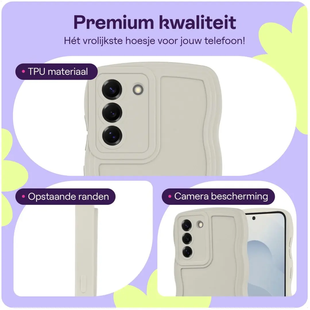 HappyCase Wavy Hoesje Samsung Galaxy S25 - Beige - afbeelding 6 van 6