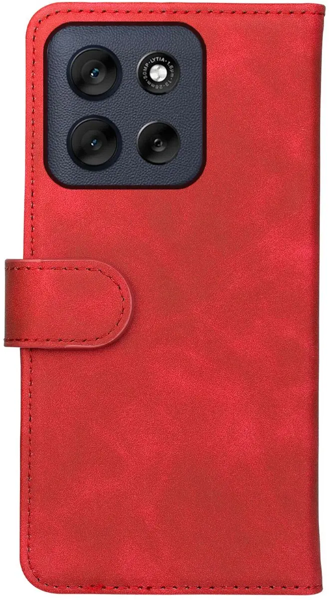 Rosso Element Wallet Book Case Moto G56 - 3 Pasjes - Rood
