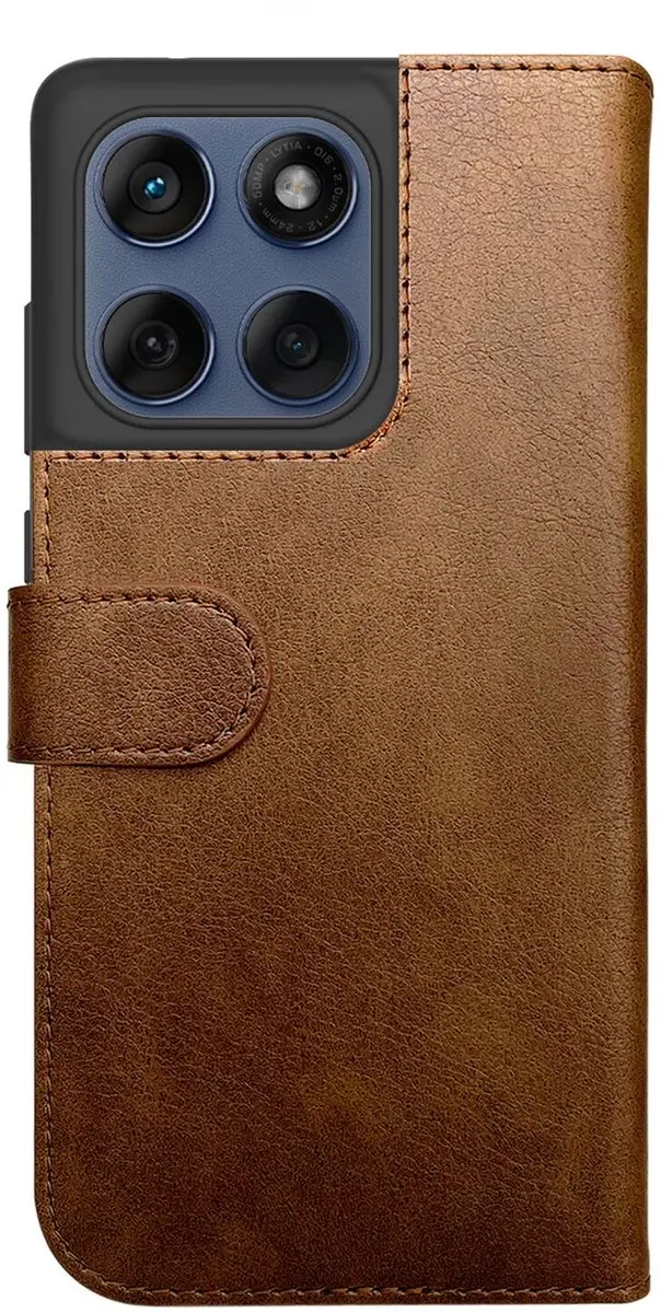 Rosso Element 220797 Wallet Book Case - Motorola Edge 60 - 3 Pasjes - Bruin