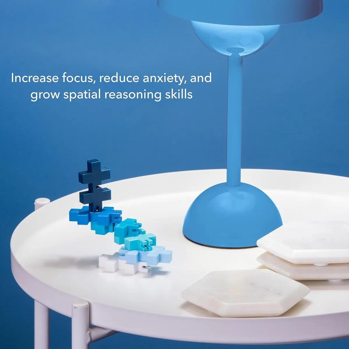 Plus-Plus Hexel Waterval 6-delig Fidget Toy - Blauw