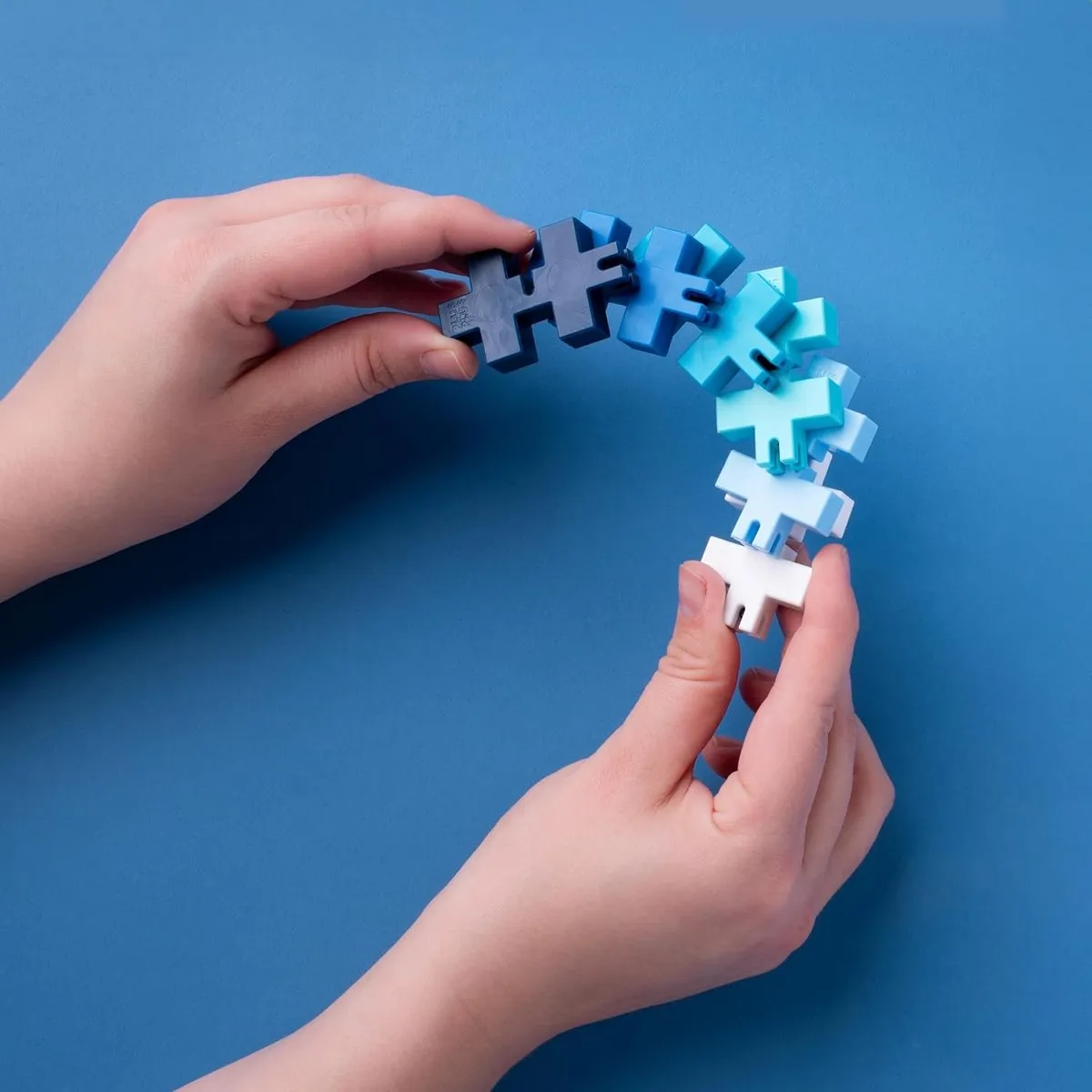 Plus-Plus Hexel Waterval 6-delig Fidget Toy - Blauw