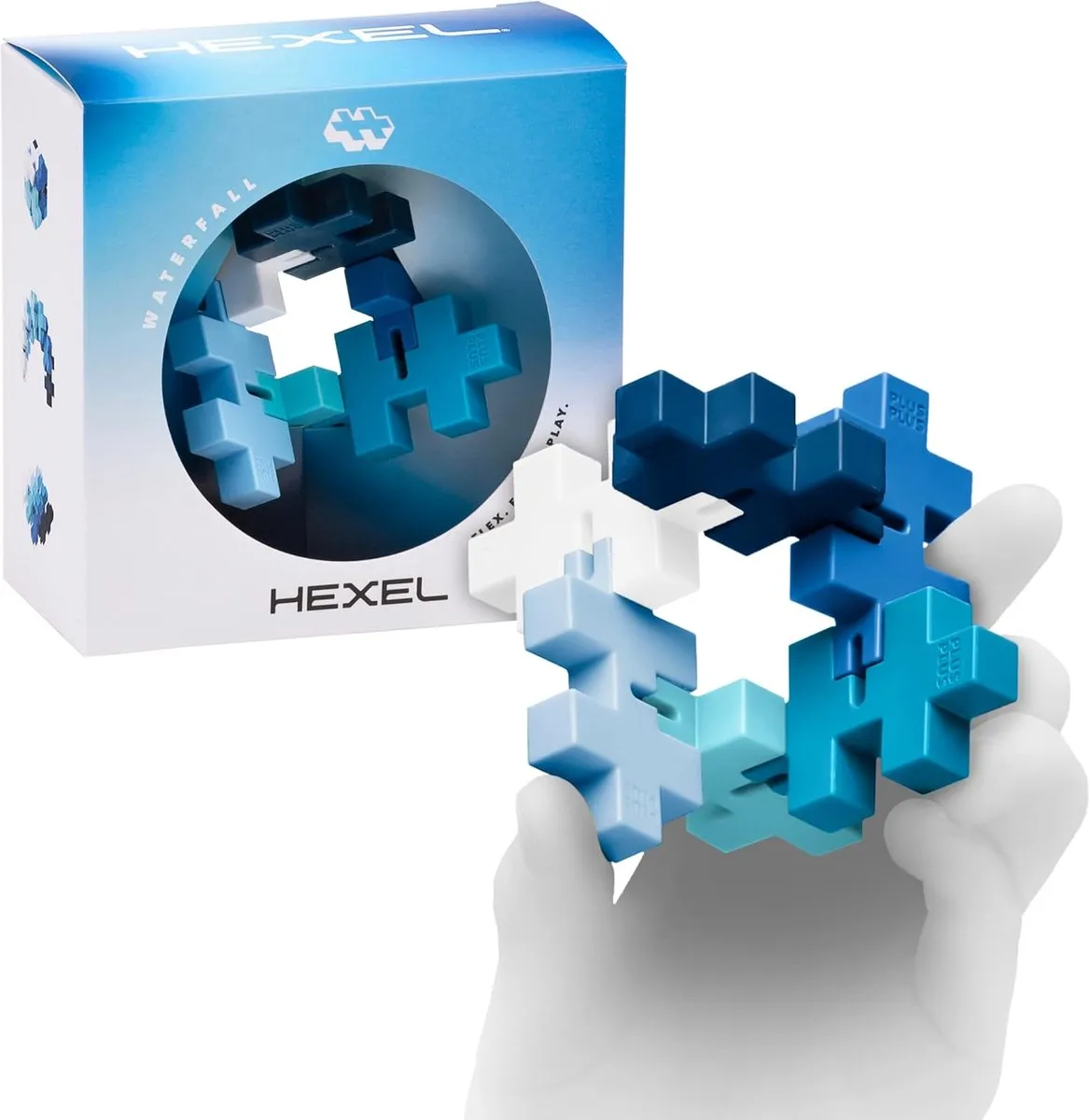 Plus-Plus Hexel Waterval 6-delig Fidget Toy - Blauw