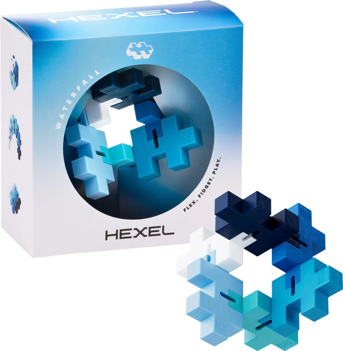 Plus-Plus Hexel Waterval 6-delig Fidget Toy - Blauw