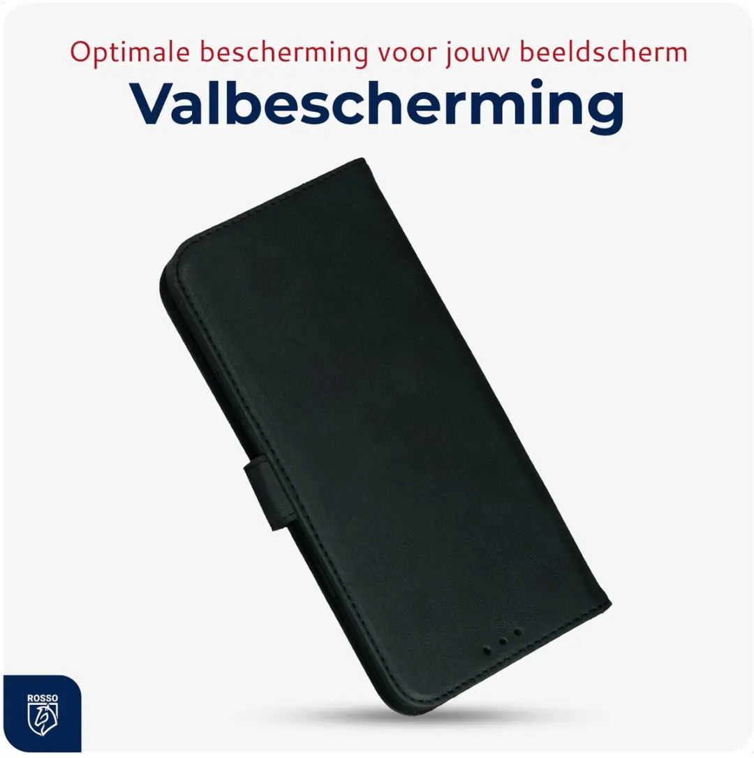 Rosso Deluxe Echt Leer Hoesje 224460 - Samsung Galaxy S25 FE - 3 Pasjes - Zwart