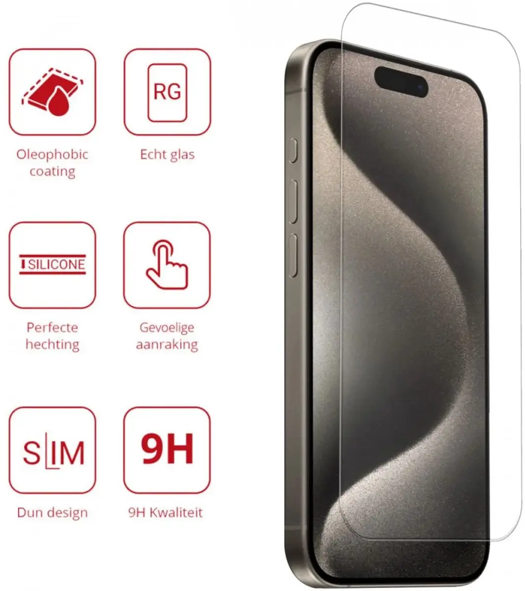 Rosso Screen Protector iPhone 15 Pro Max - 2 Stuks