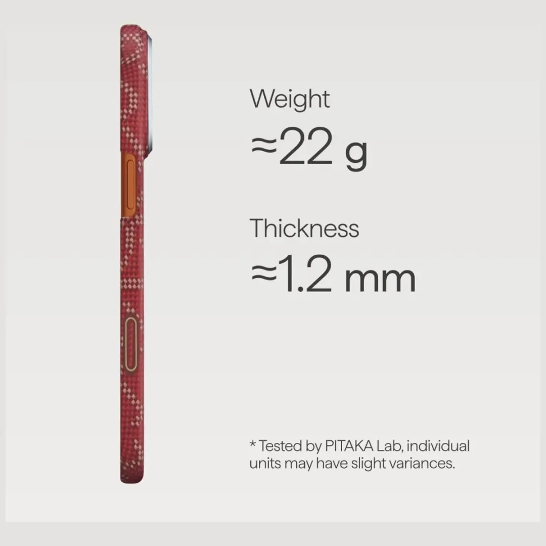 Pitaka Ultra Slim Hoesje iPhone 17 Pro KI1702PTK - MagSafe - Rood