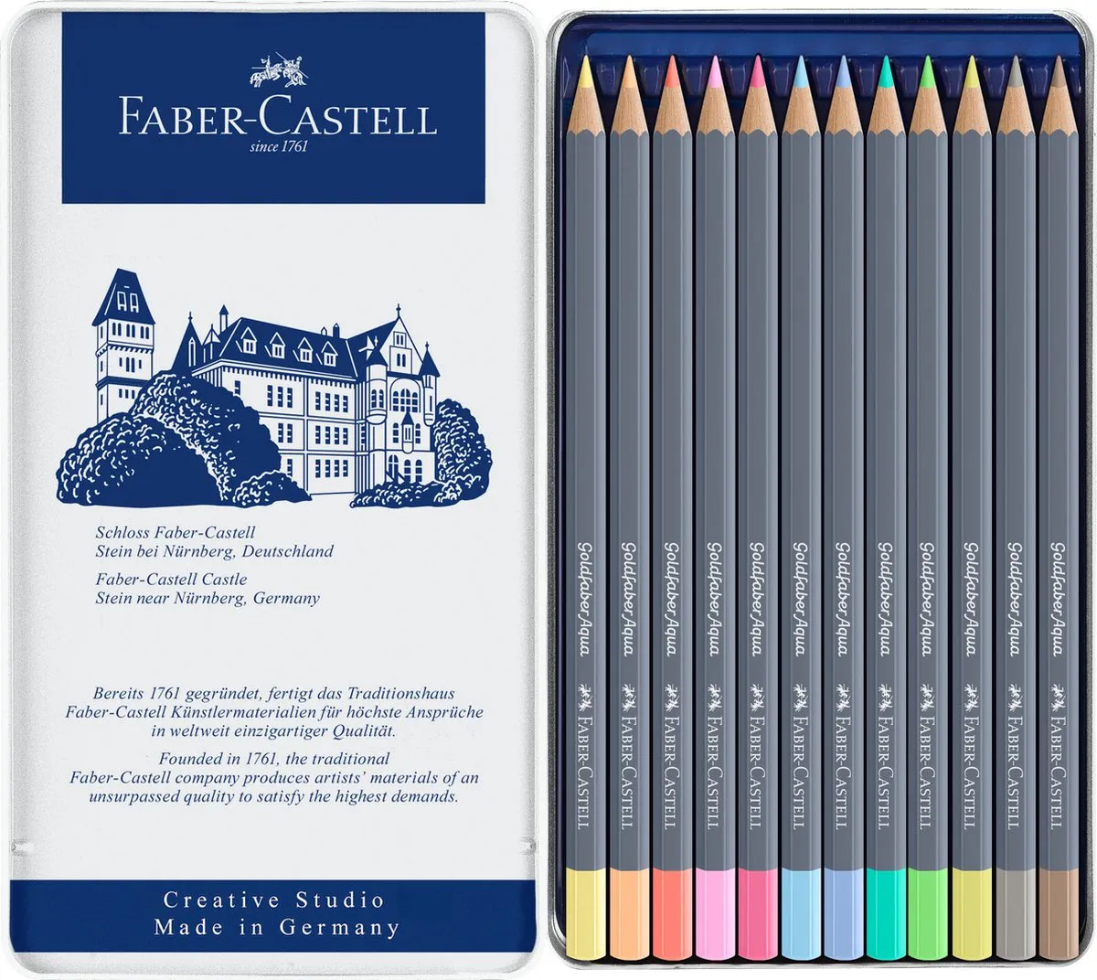 Faber-Castell Goldfaber Aquarelpotloden 12 Stuks - Pastel - met A6 Blok