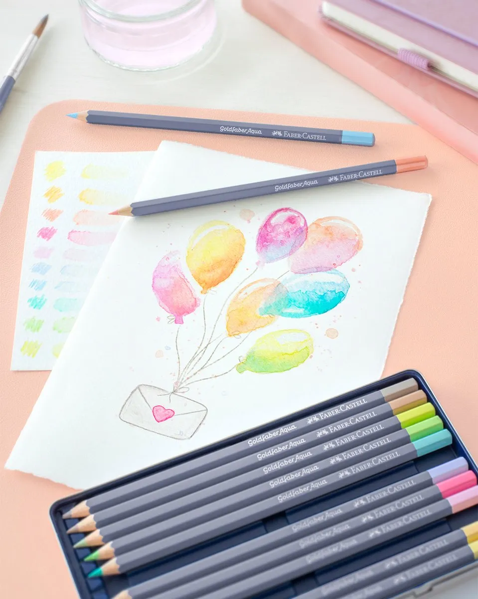 Faber-Castell Goldfaber Aquarelpotloden 12 Stuks - Pastel - met A6 Blok