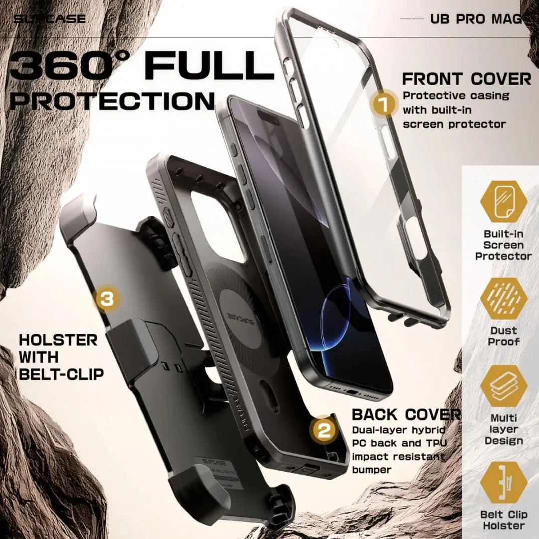 Supcase Unicorn Beetle Mag Pro iPhone 16 Pro Hoesje - Zwart - afbeelding 6 van 6