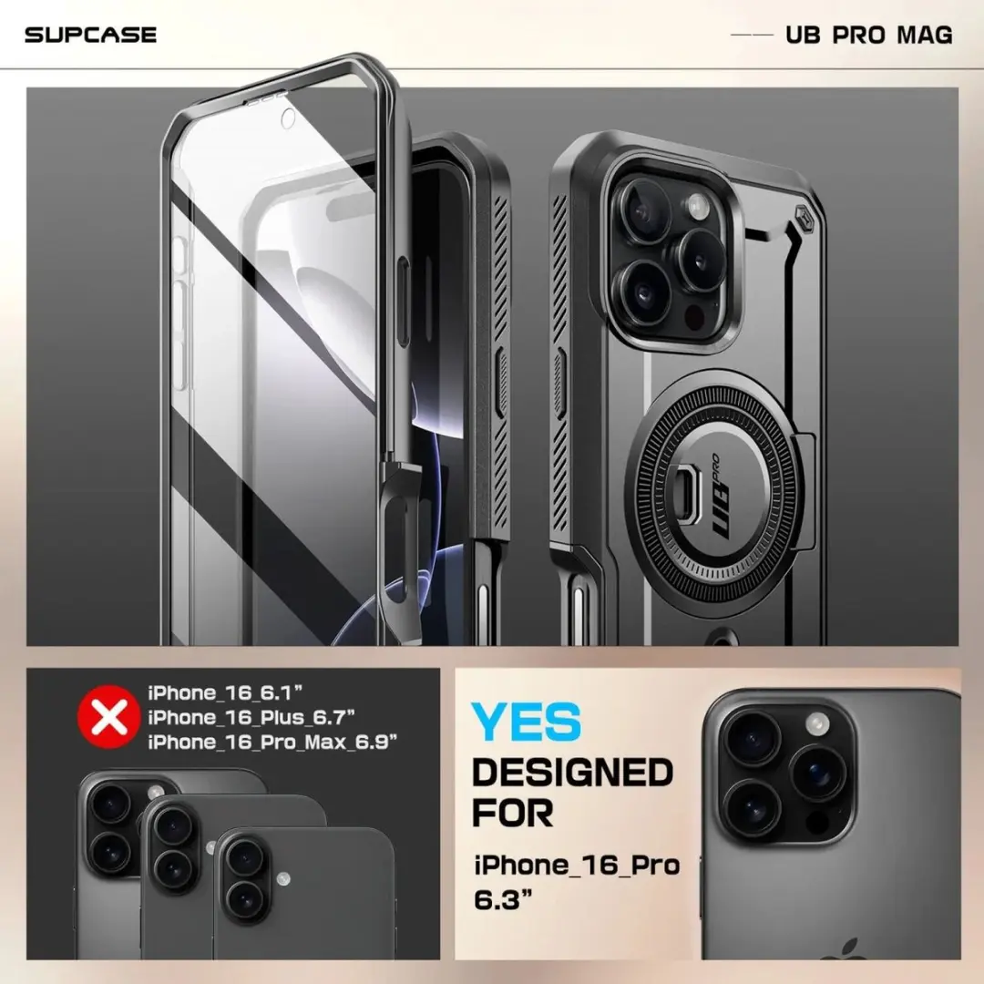 Supcase Unicorn Beetle Mag Pro iPhone 16 Pro Hoesje - Zwart