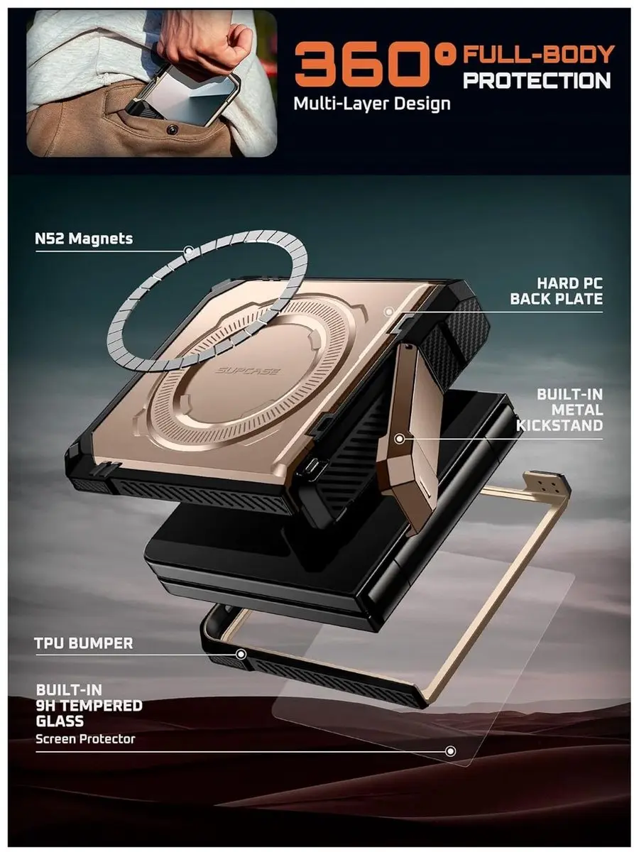 Supcase UB Grip Hoesje Samsung Galaxy Z Flip 7 - Goud - MagSafe - afbeelding 6 van 6