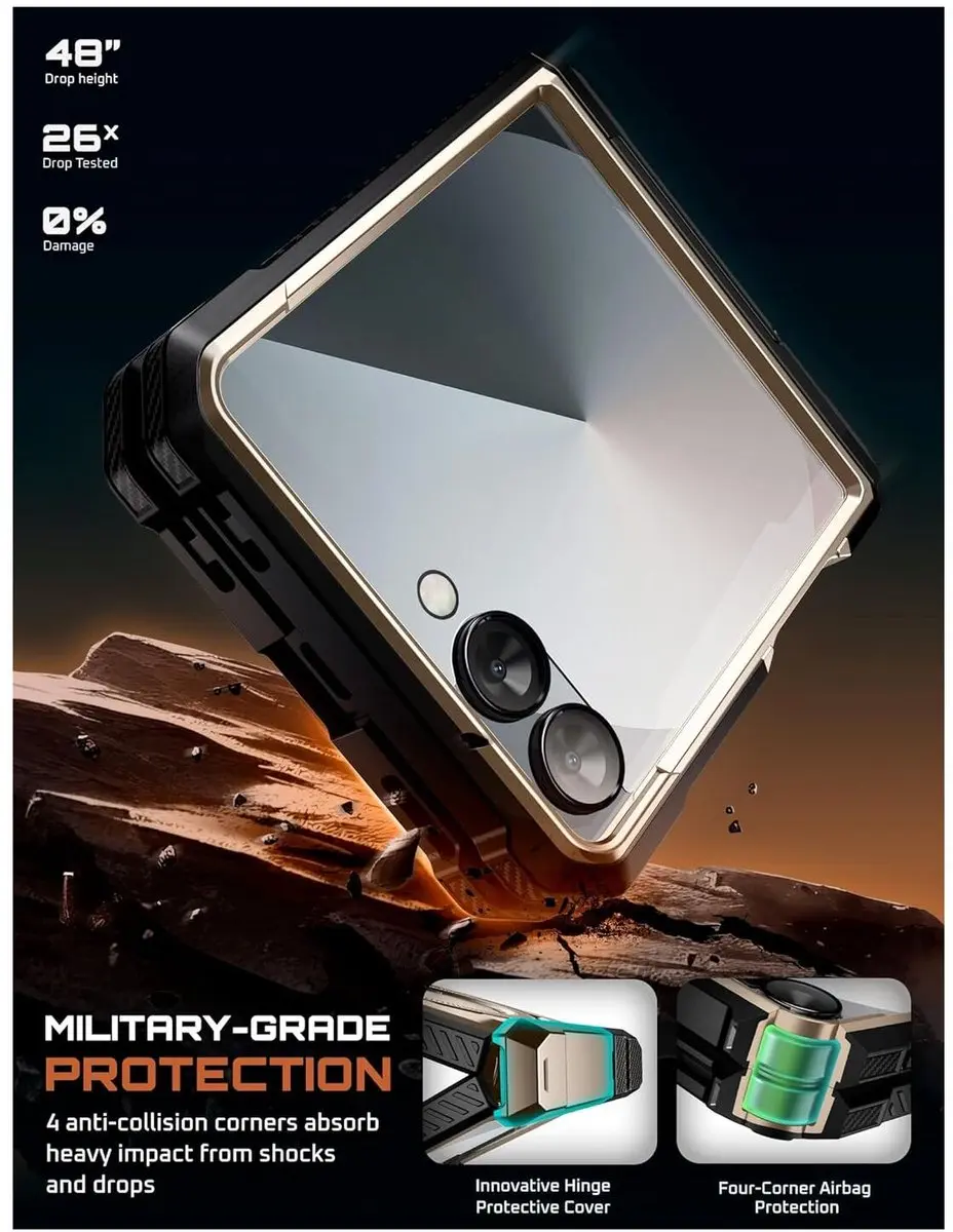 Supcase UB Grip Hoesje Samsung Galaxy Z Flip 7 - Goud - MagSafe