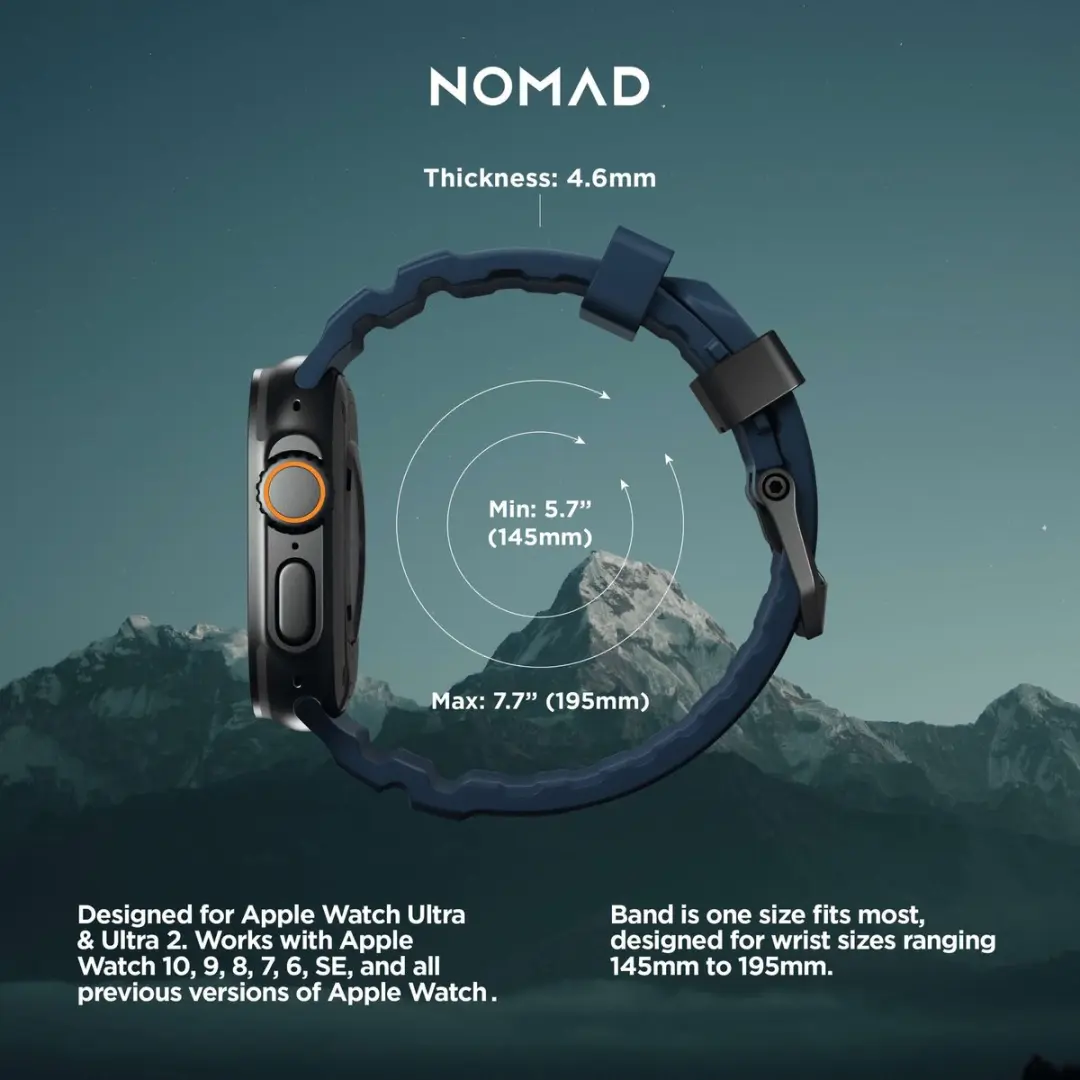 Nomad Rocky Point Horlogeband - Blauw - 45/46/49mm