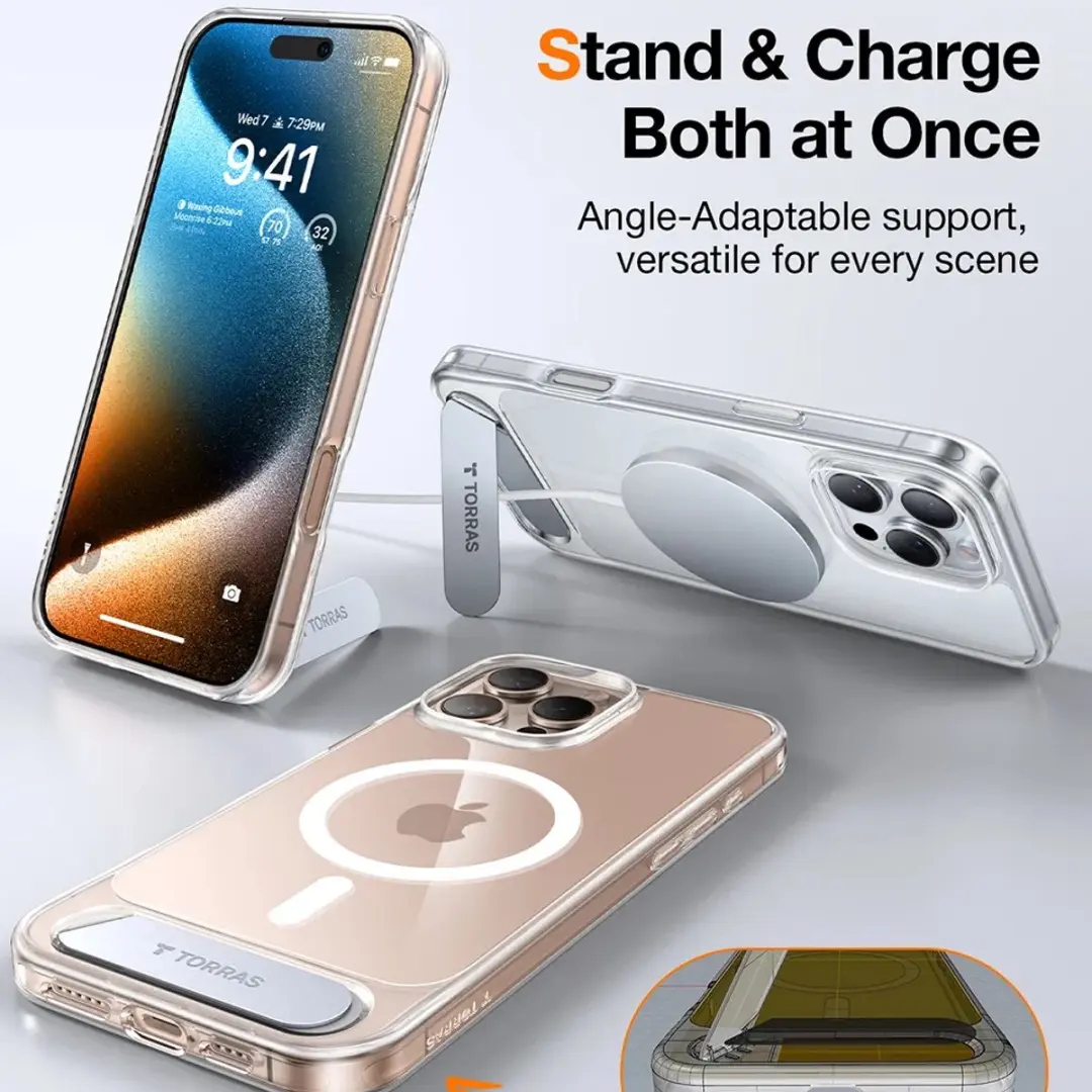 Torras UPro Pstand Hoesje iPhone 16 Pro - Transparant - afbeelding 4 van 6