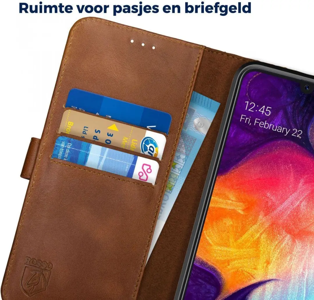 Rosso Deluxe Book Case Samsung Galaxy A70 - 3 Pasjes Bruin