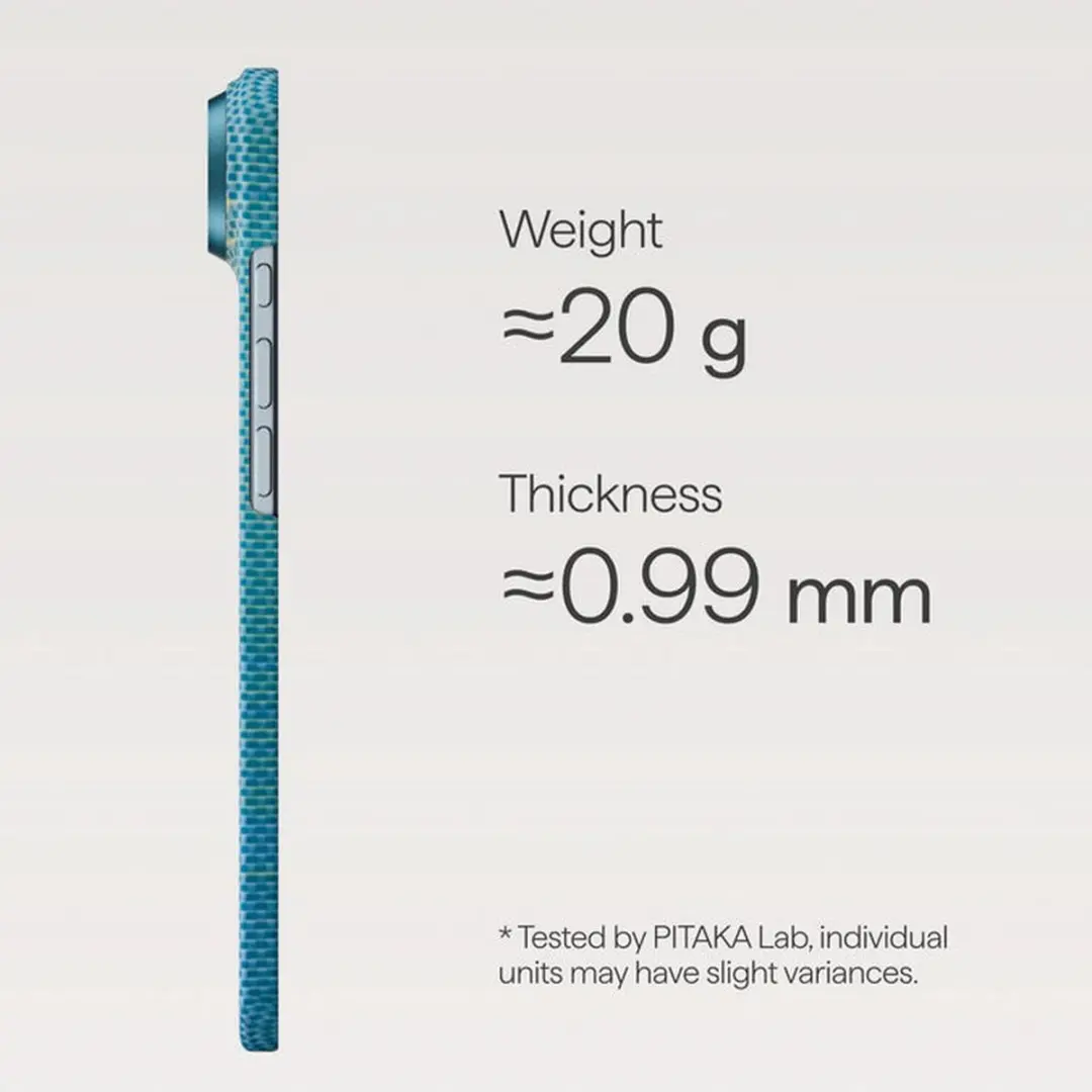 Pitaka Ultra-Slim Hoesje iPhone 17 - 600D Aramidevezel - Lucid Blue - afbeelding 6 van 6