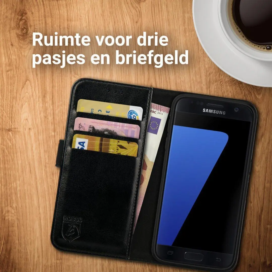 Rosso Element Book Case Wallet Samsung Galaxy S7 - 3 Pasjes - Zwart
