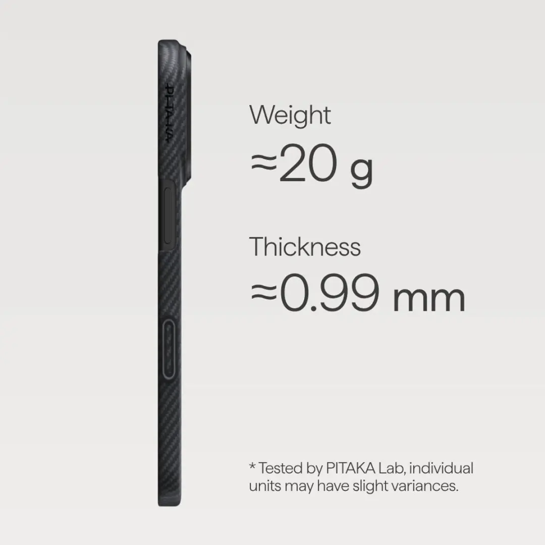 Pitaka Ultra-Slim Hoesje iPhone 17 Pro - 600D Aramidevezel - Zwart Grijs