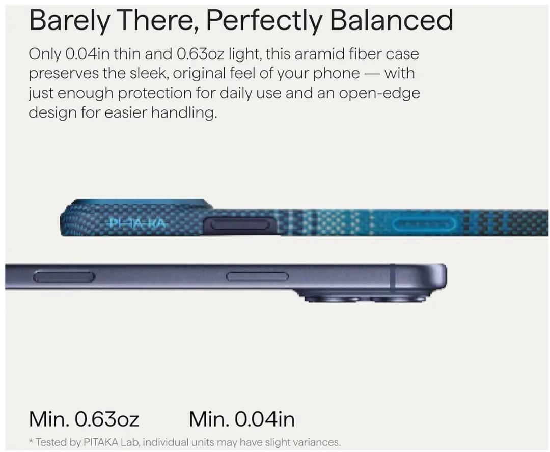Pitaka Ultra-Slim Hoesje iPhone 17 Pro - 600D Aramidevezel - Moonrise - MagSafe - afbeelding 6 van 6