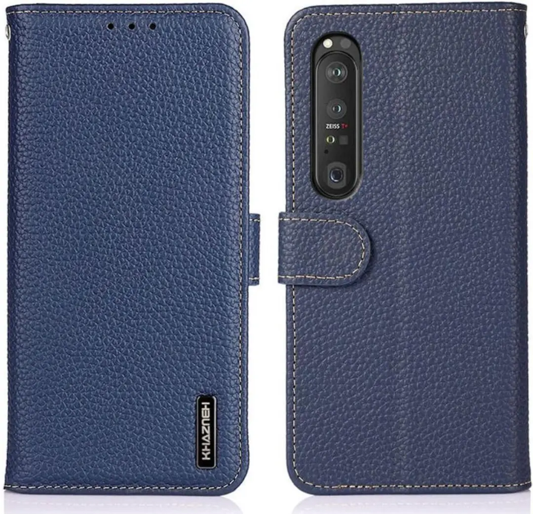 Khazneh Sony Xperia 1 III Hoesje Wallet - Echt Leer Blauw