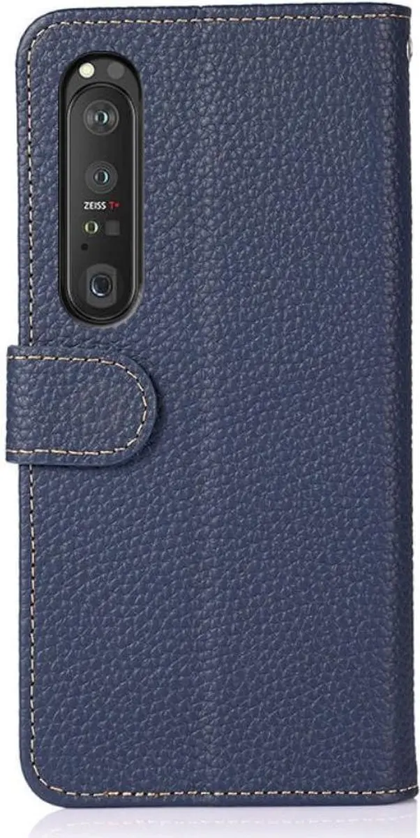 Khazneh Sony Xperia 1 III Hoesje Wallet - Echt Leer Blauw