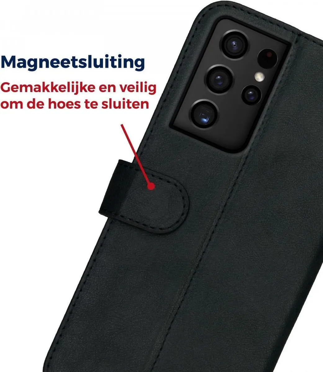 Rosso Deluxe Book Case Samsung Galaxy S21 Ultra - 3 Pasjes - Zwart