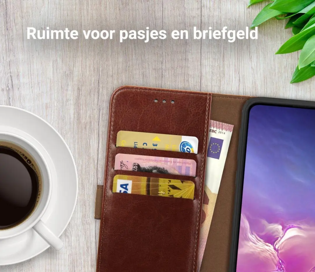 Rosso Element Book Case Wallet Samsung Galaxy S10e - 3 Pasjes - Bruin