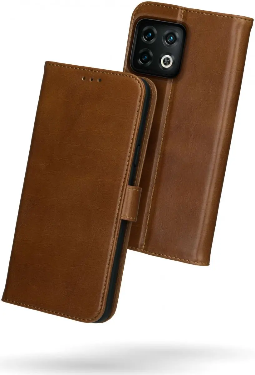 Rosso Deluxe Book Case OnePlus 10 Pro - 3 Pasjes Bruin