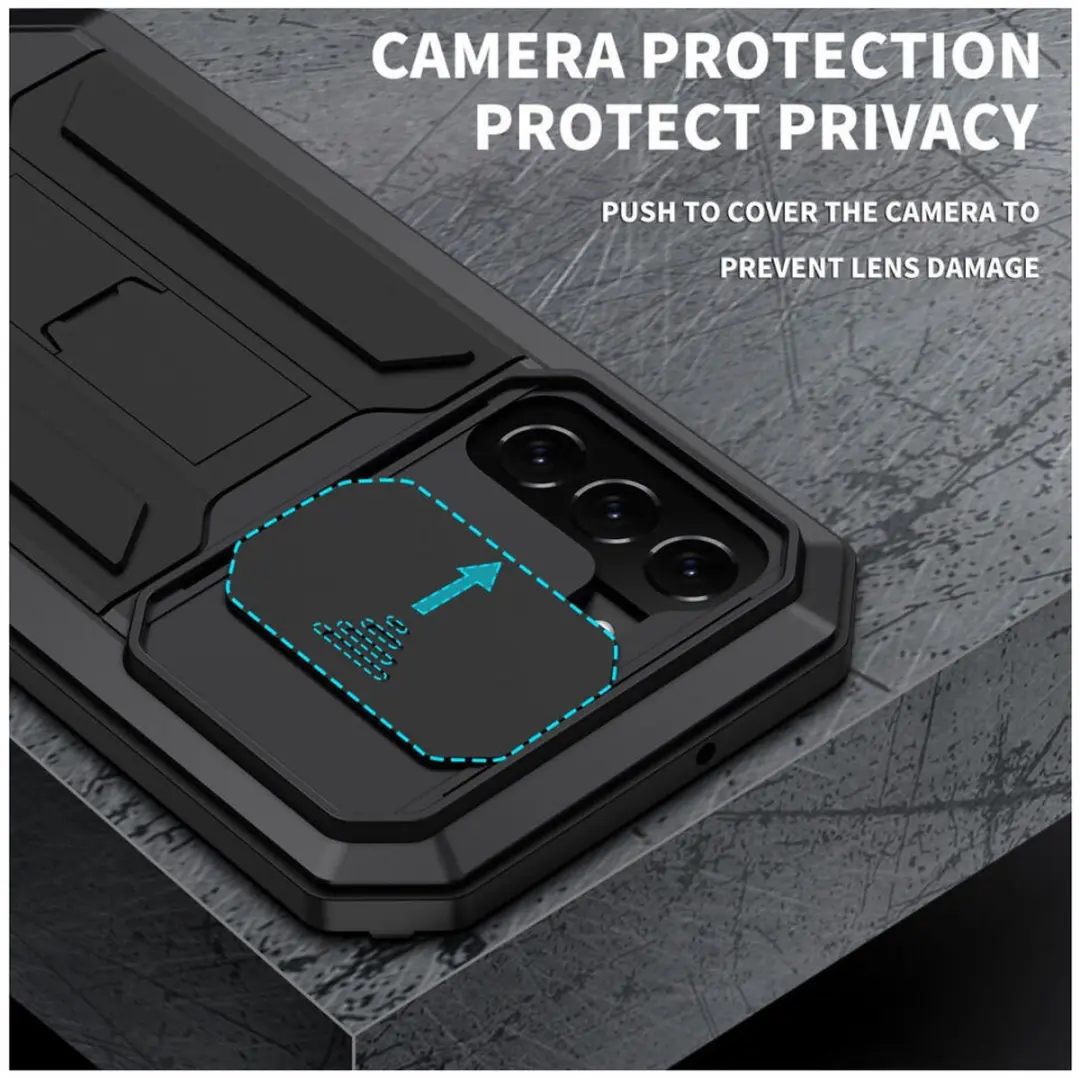 R-JUST Sliding Camera Hoesje Samsung Galaxy S22 Plus - Zwart