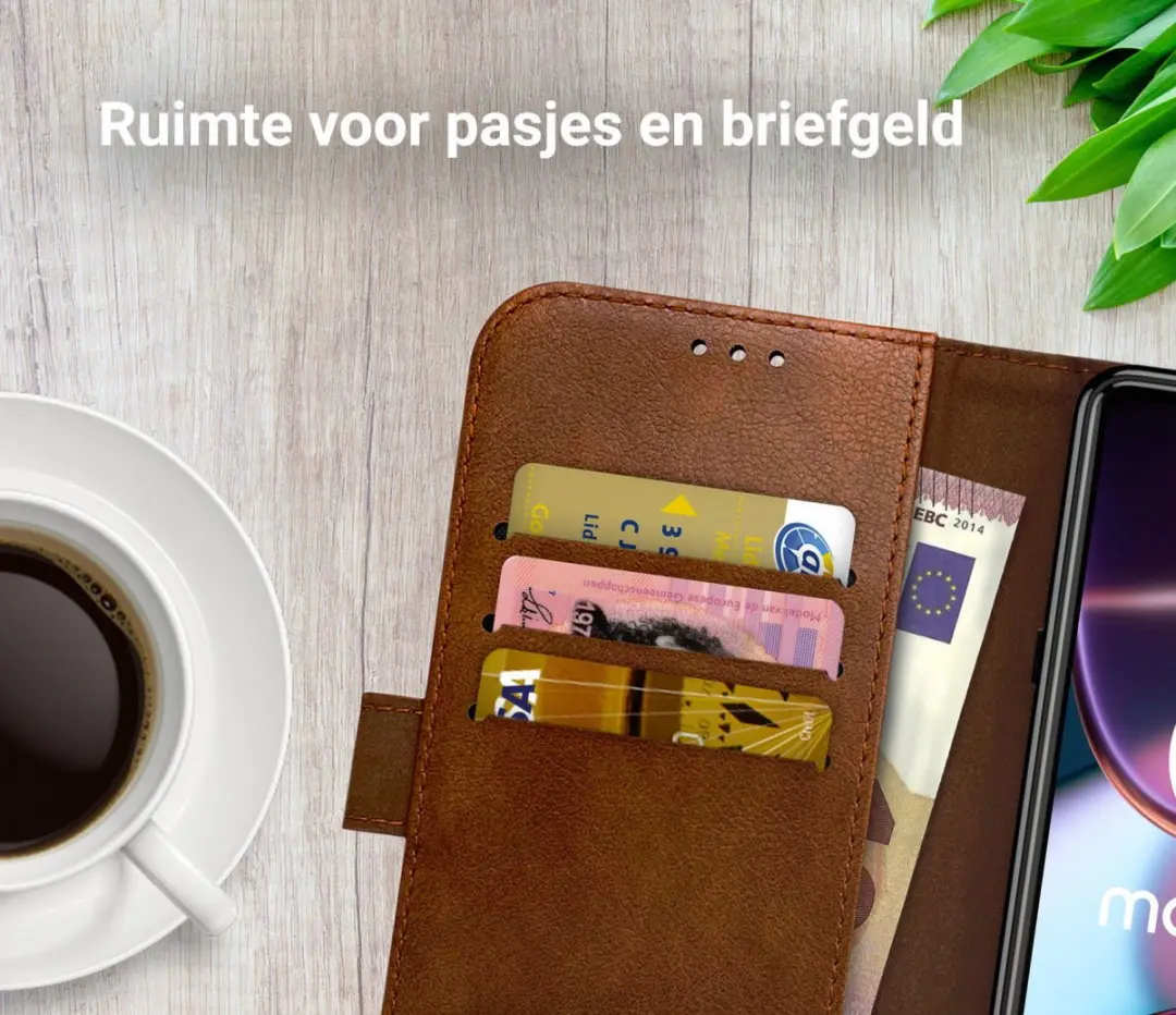 Rosso Element Book Case Wallet 133822 - Motorola Edge 30 Pro - 3 Pasjes - Bruin