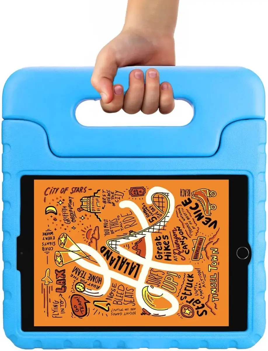 HappyCase Kinderhoes iPad Mini Blauw - met Handvat & Standaard