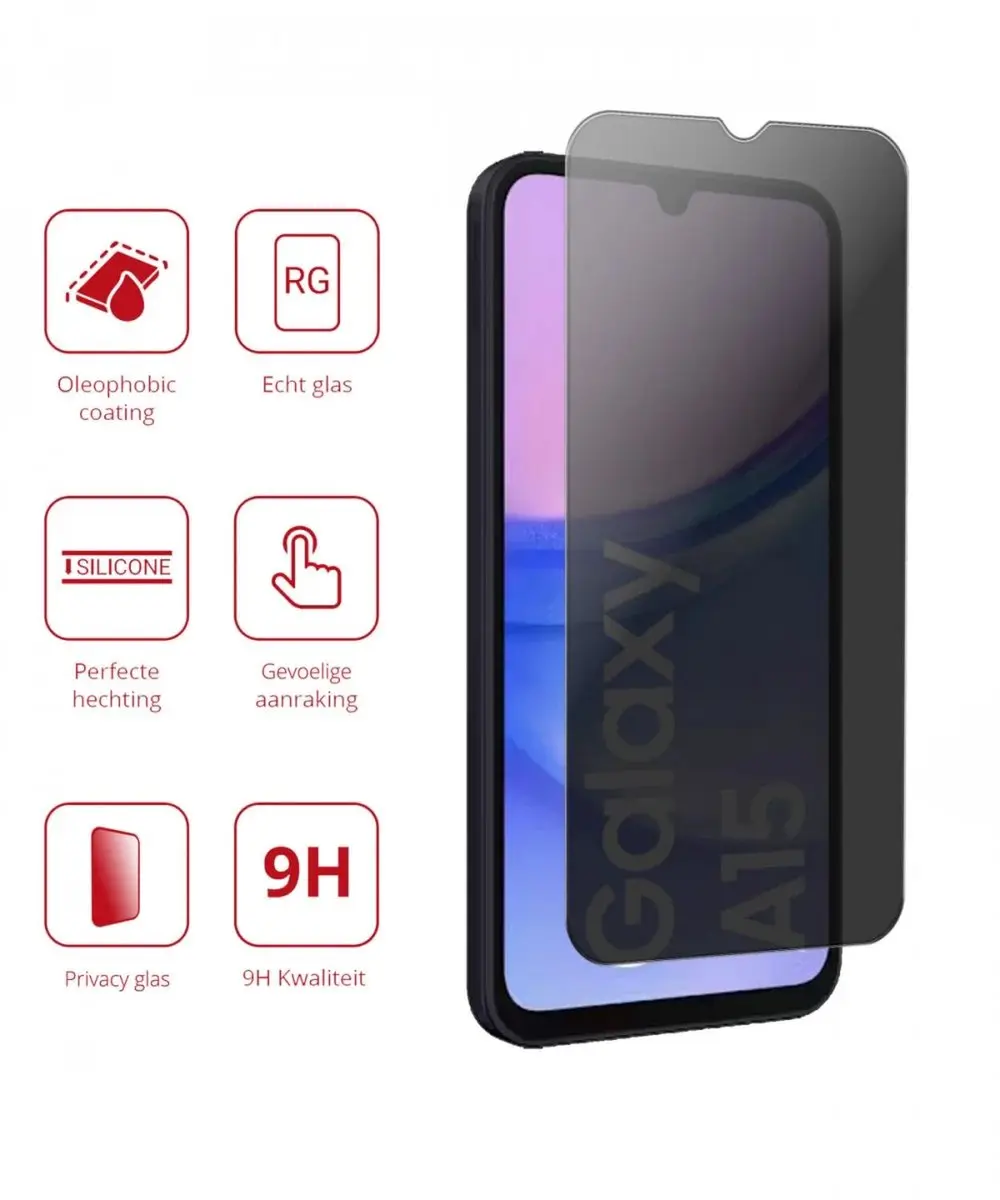 Rosso Privacy Screen Protector Samsung Galaxy A15 5G - 9H Glas