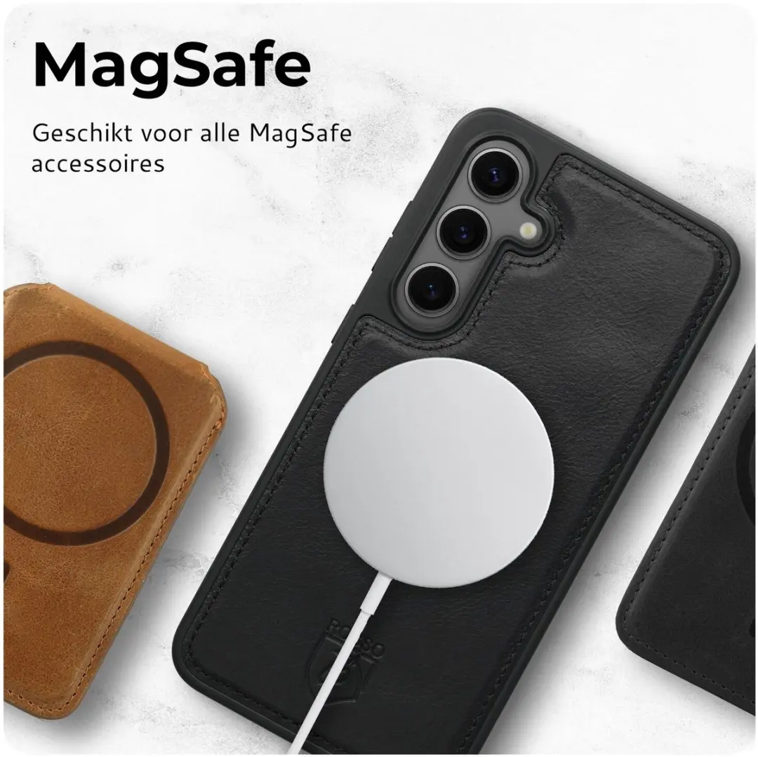 Rosso Elite 177335 Hoesje Samsung Galaxy S24 - MagSafe - 3 Pasjes - Zwart