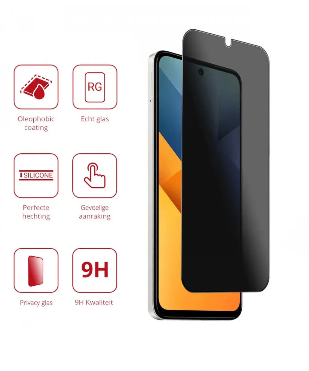 Rosso Privacy Screen Protector Xiaomi Redmi 13 4G - 9H Gehard Glas
