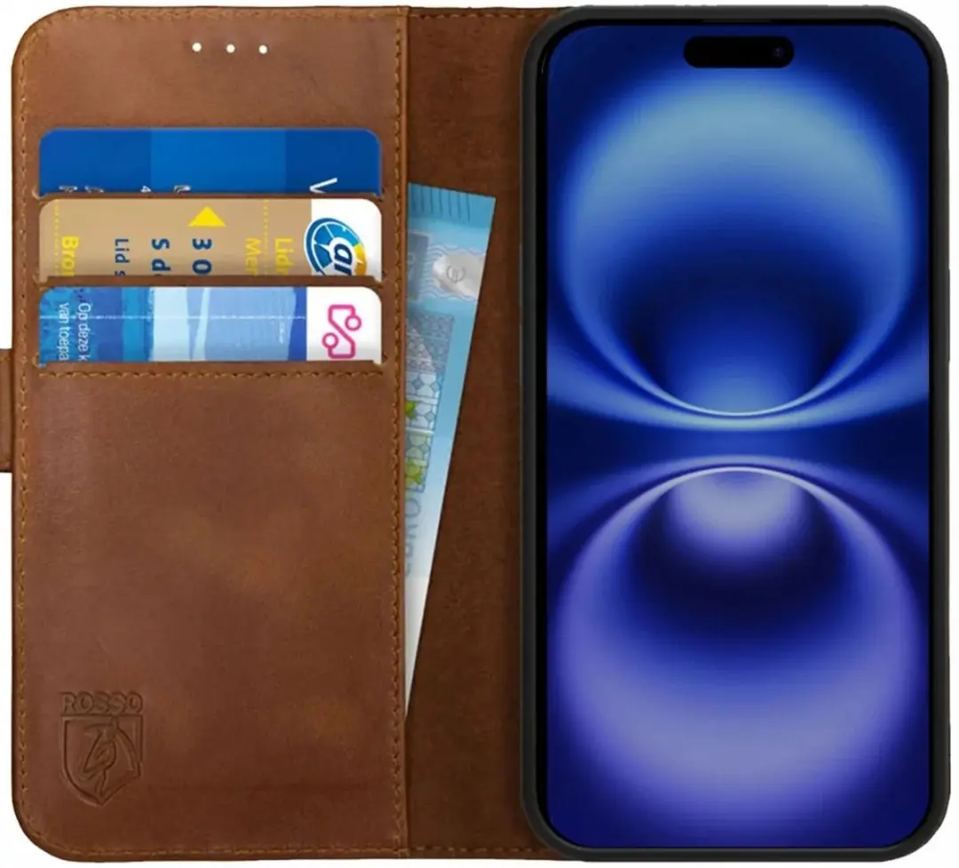 Rosso Deluxe Echt Leer Hoesje iPhone 16 Pro
