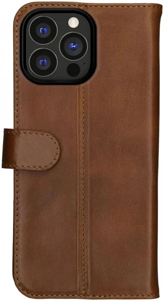 Rosso Deluxe Echt Leer Hoesje iPhone 16 Pro - 3 Pasjes - Bruin