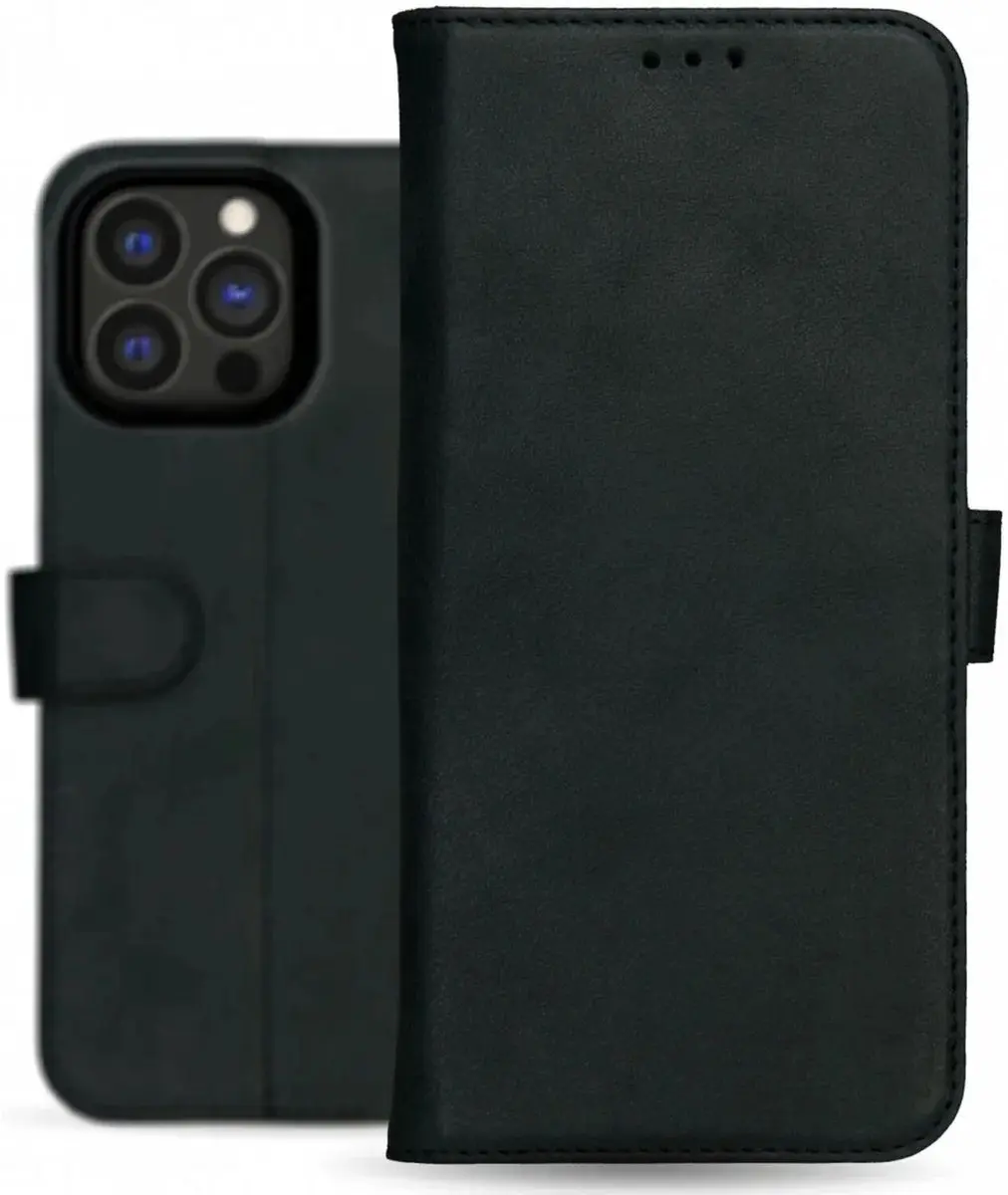 Rosso Deluxe Echt Leer Hoesje 193583 - iPhone 16 Pro Max - 3 Pasjes - Zwart