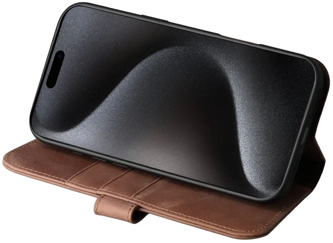 Rosso Elite 193619 Hoesje iPhone 16 Pro Max - Echt Leer Bruin - 3 Pasjes