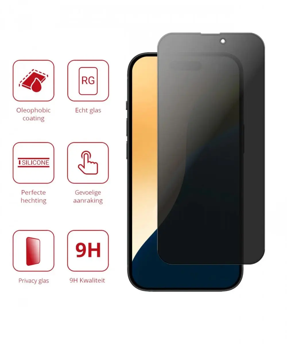 Rosso 9H Privacy Screen Protector iPhone 16 Pro Max - Gehard Glas