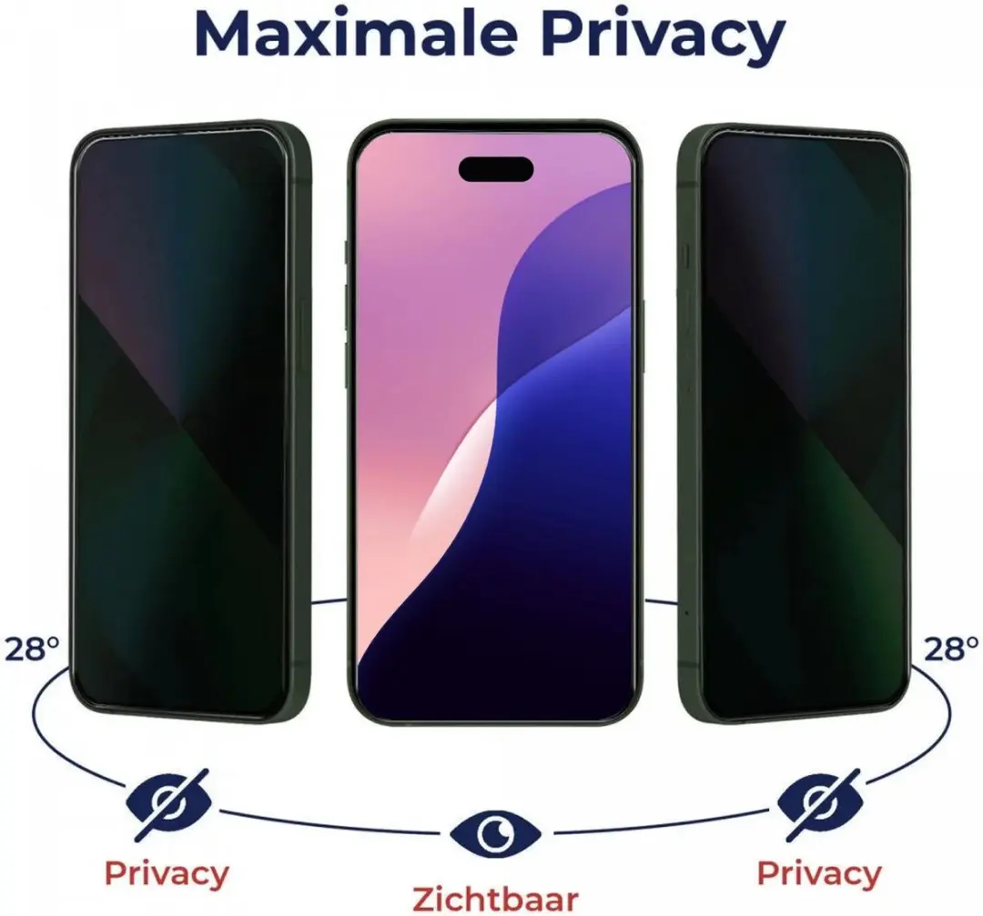 Rosso Privacy Screen Protector iPhone 16 Pro - 9H Glas - Installatietray