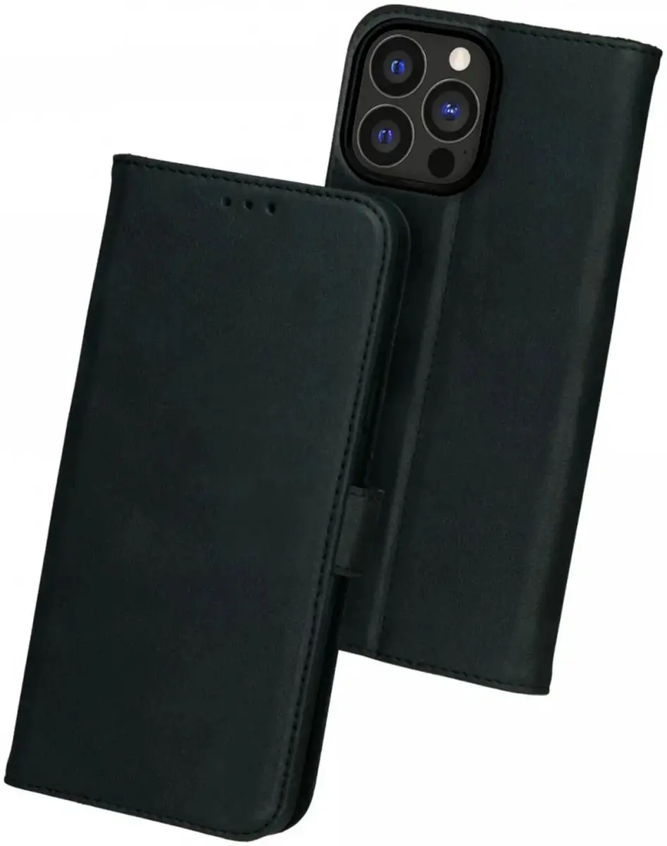 Rosso Deluxe Echt Leer Hoesje iPhone 16 Pro - 3 Pasjes - Zwart