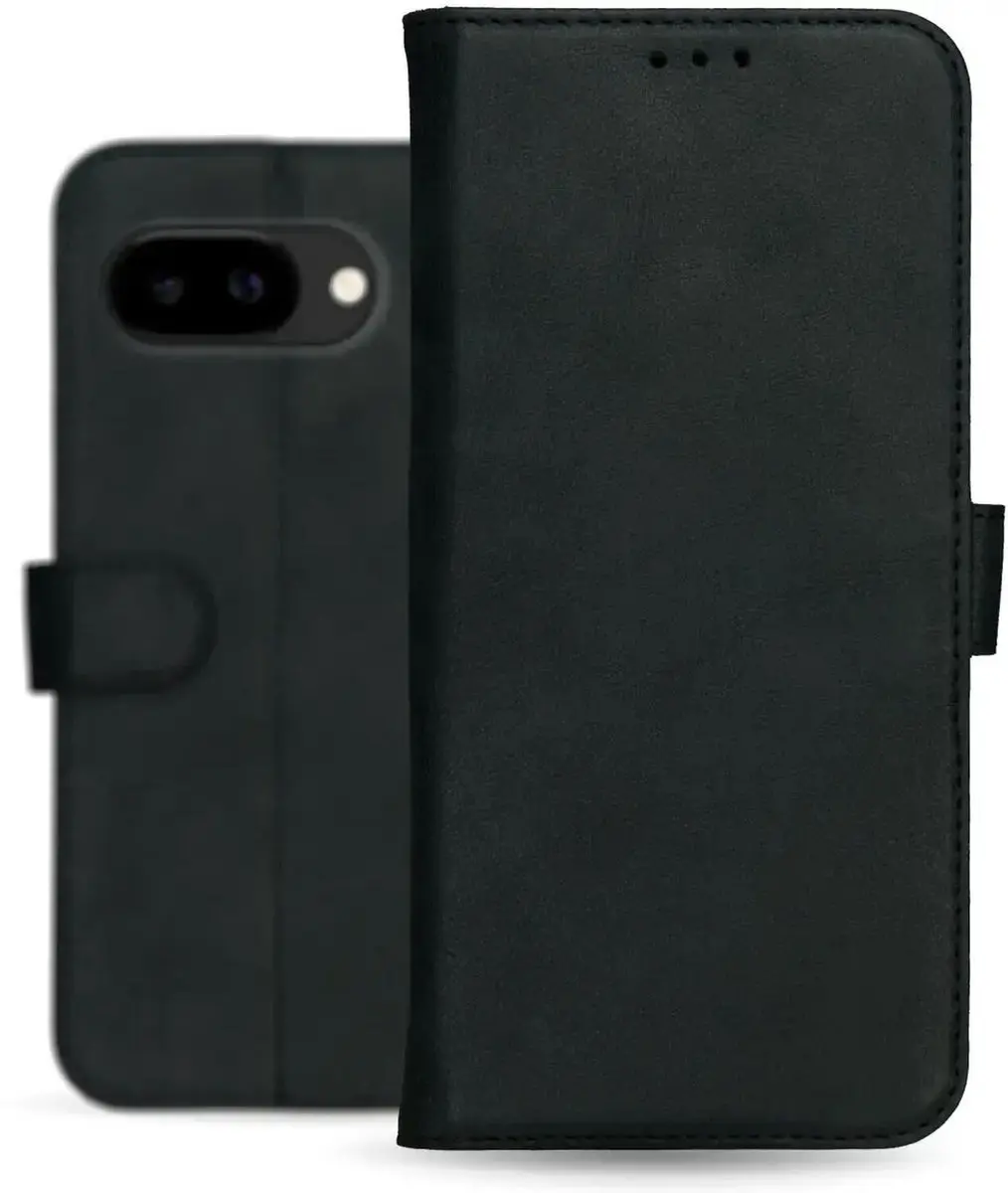 Rosso Deluxe Echt Leer Hoesje Pixel 9a - 3 Pasjes - Zwart