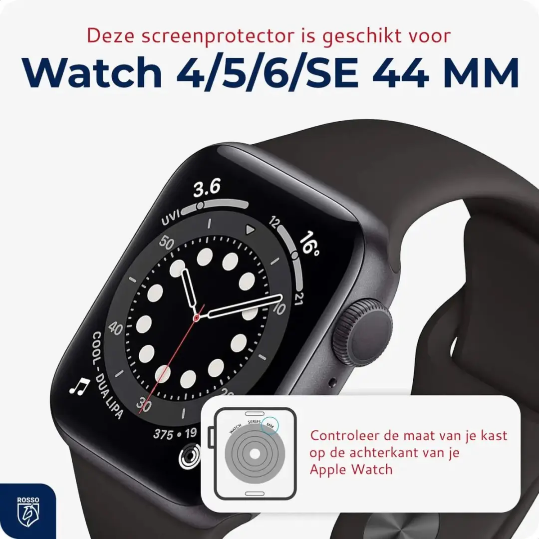 Rosso Smartwatch Protector Apple Watch 44mm - 2 Stuks - Transparant/Red