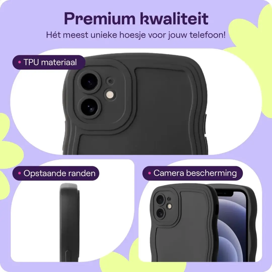 HappyCase Wavy Hoesje iPhone 12 - Zwart