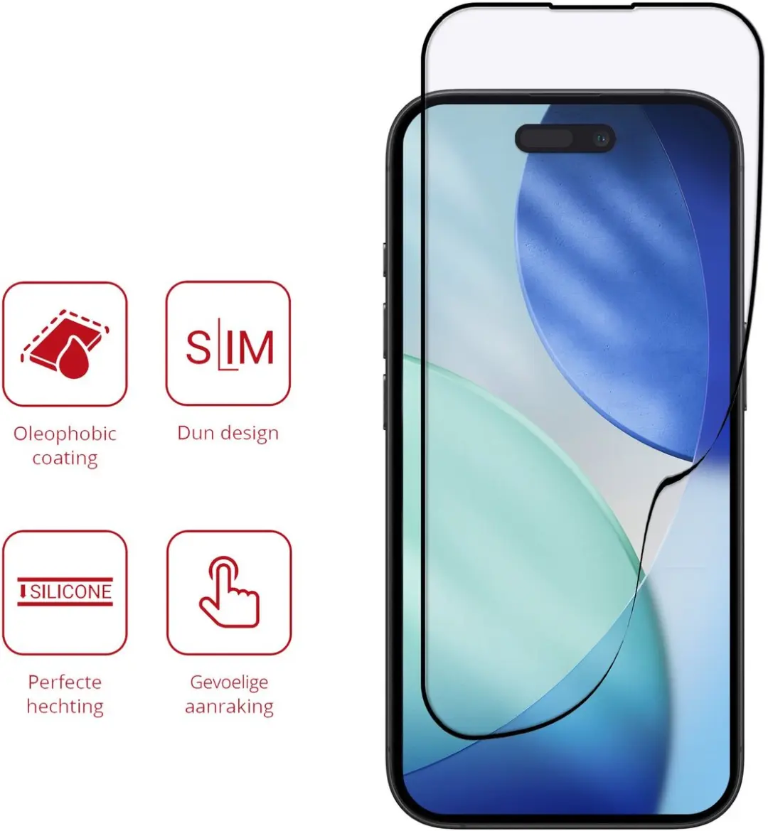 Rosso Hybrid Glass Screen Protector iPhone 17/17 Pro - PMMA - 1 Stuk