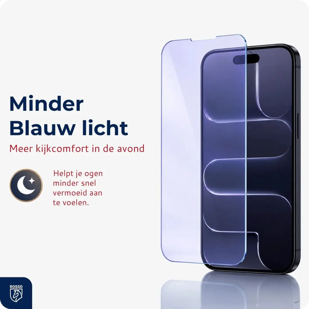 Rosso Screenprotector iPhone 17/17 Pro - Blauw Lichtfilter - Anti-Blue Light