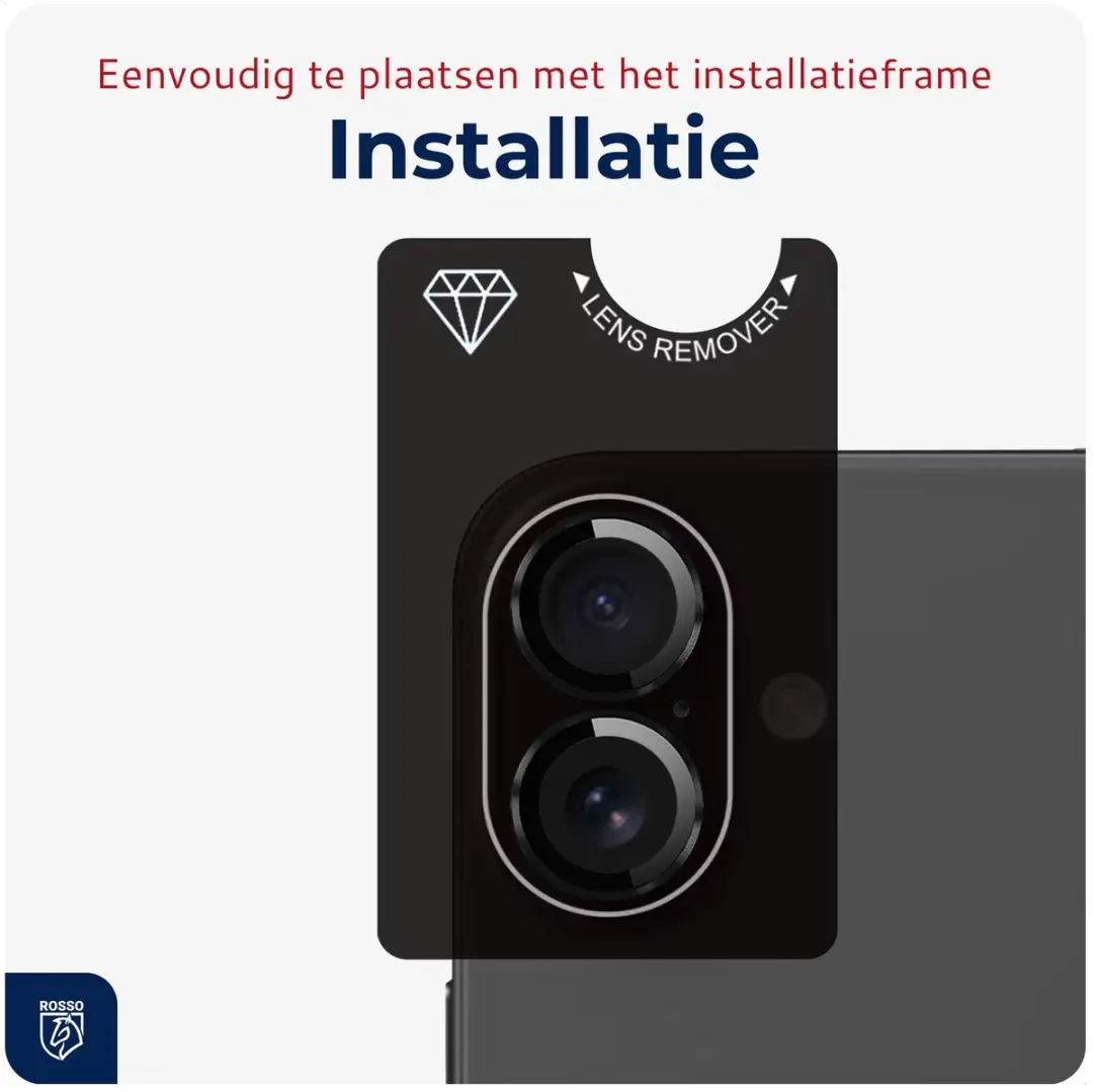 Rosso Camera Frame Protector iPhone 17 - 9H Glas - Zwart