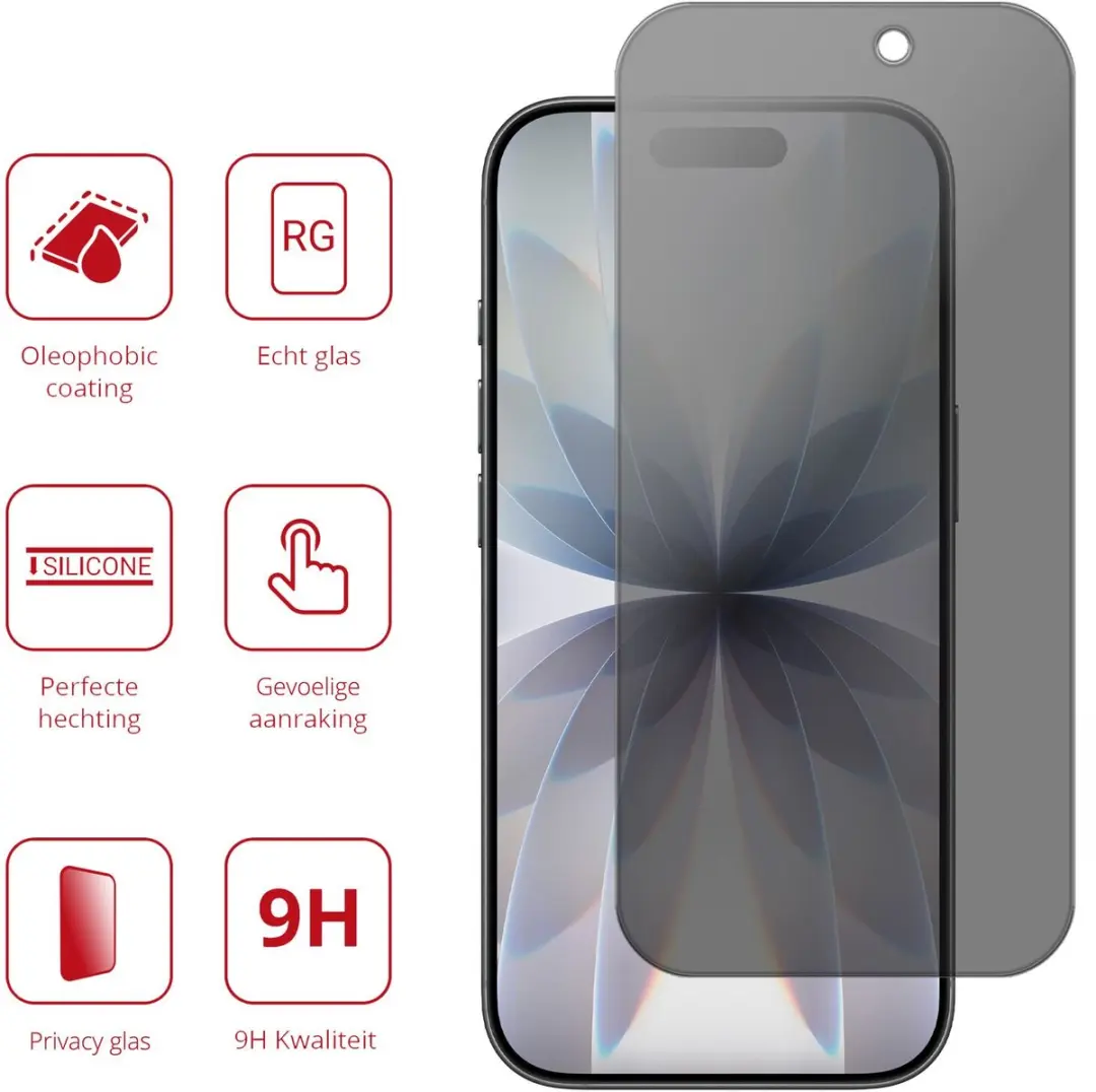 Rosso Privacy Screen Protector iPhone 17 - 9H Gehard Glas