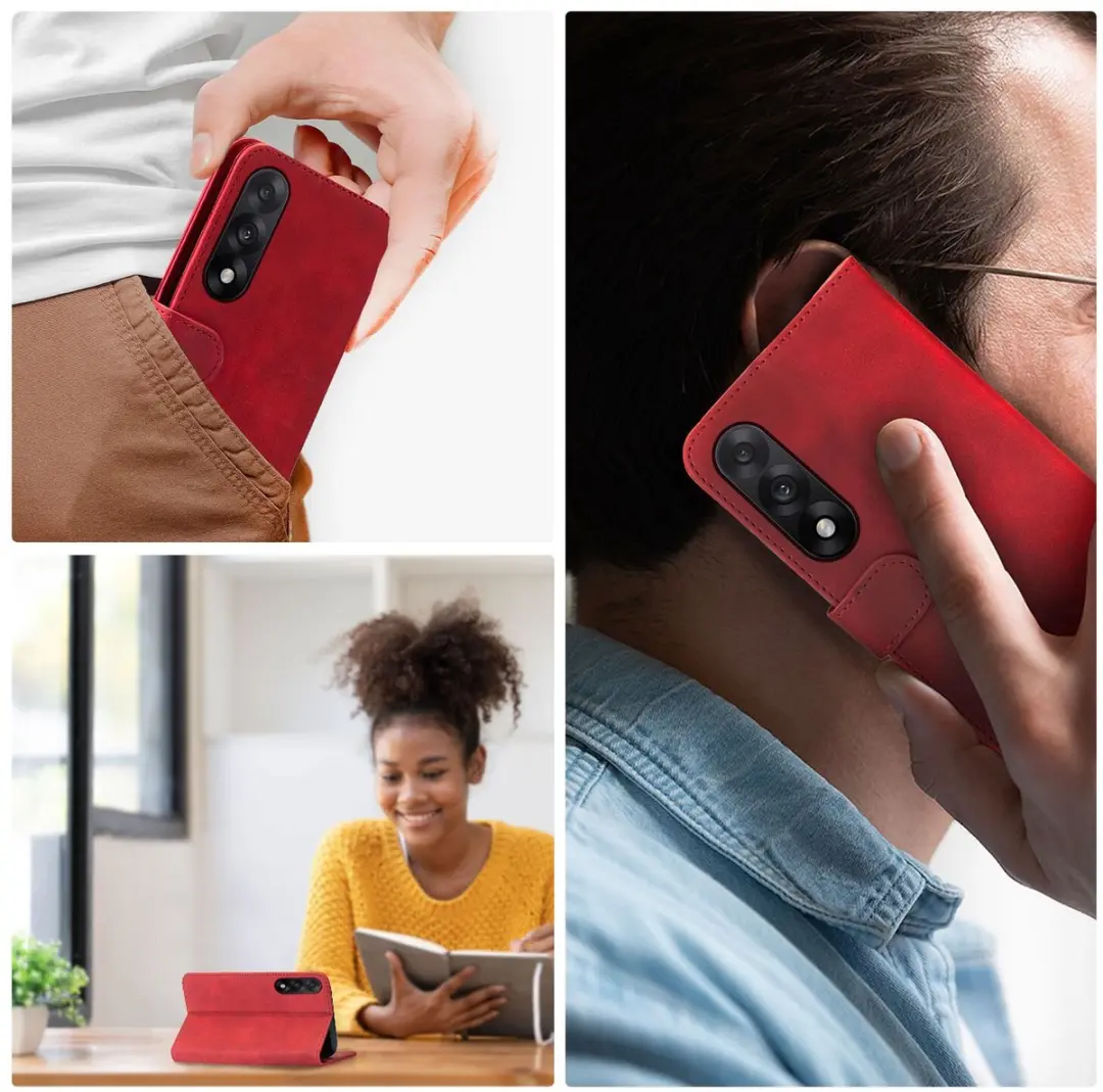 Rosso Element Wallet Book Case OnePlus Nord 5 - 3 Pasjes - Rood