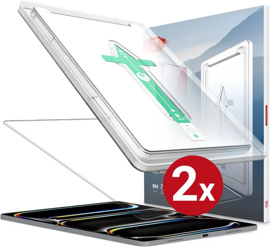 Rosso Screenprotector 244935 - 2 Stuks - iPad Pro 11 (2024/2025) - 9H Glas - Transparant/Red